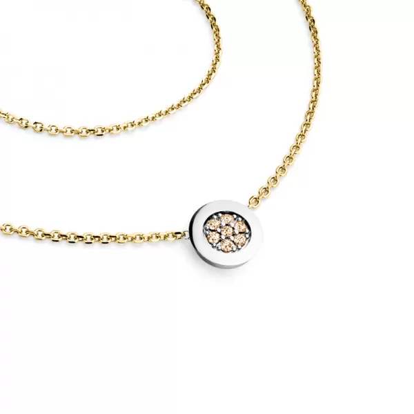 Dámský náhrdelník zlato mix 585/1000 přírodní diamant 0.084 ct brilianty Champagne 10902-NH01-ZLB-Champ