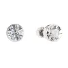Stříbrné náušnice pecka s krystaly Preciosa bílé kulaté 31113.1 crystal