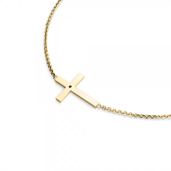 Náhrdelník s křížem a černým diamantem 10947-NH01-ZL-Black