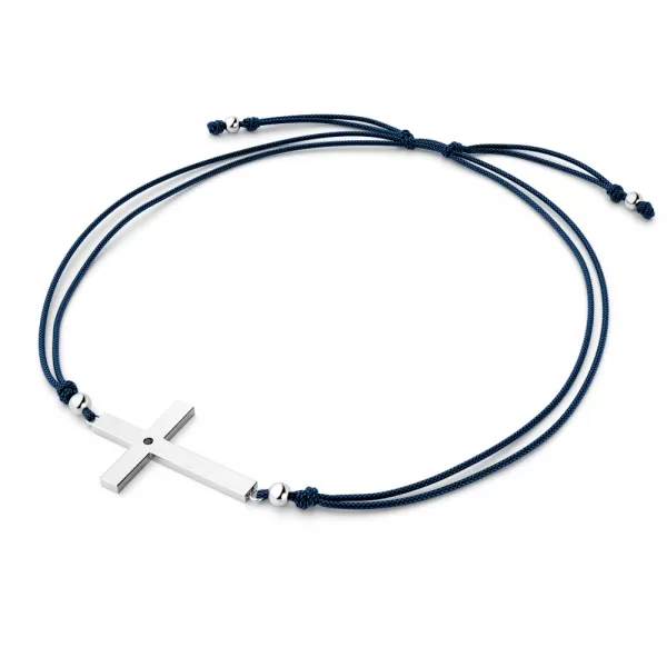 Kabbalah náramek s křížem a černým diamantem 10947-NRS-MOD-B-Black