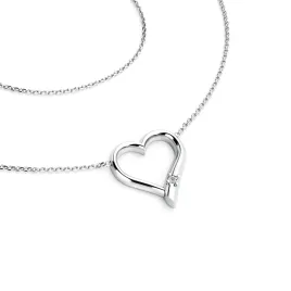 Dámský náhrdelník bílé zlato 585/1000 přírodní diamant 0.012 ct G/SI srdce s briliantem v bílém 10917-NH01-B