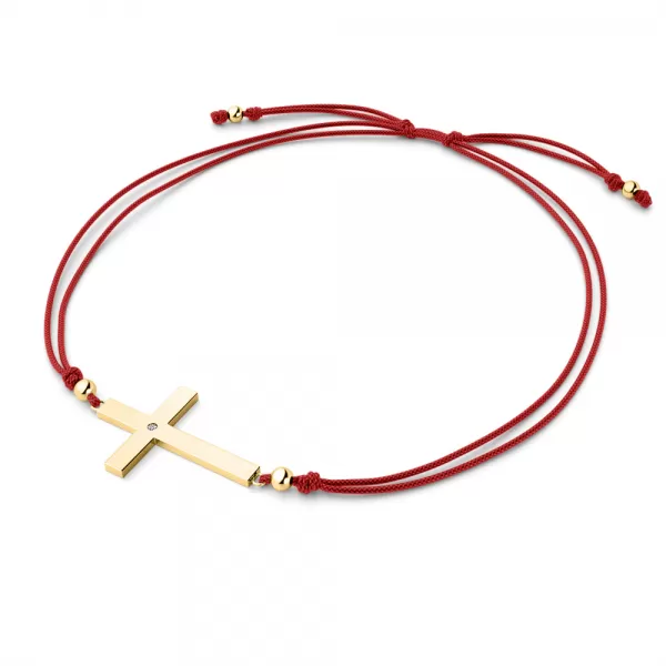 Šňůrkový náramek kříž s diamantem 10947-NRS-CV-ZL-DIA
