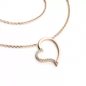 Náhrdelník srdce s diamanty v růžovém zlatě 10948-NH01-CV