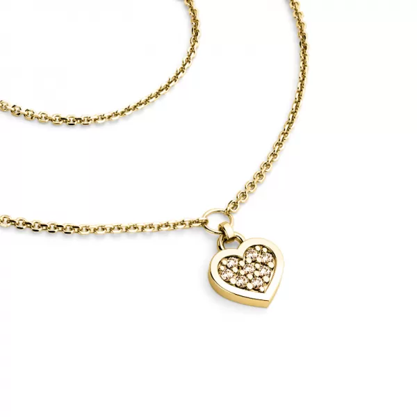 Dámský náhrdelník žluté zlato 585/1000 přírodní diamant 0.096 ct srdce s brilianty 10881-NH01A-ZL-Champ