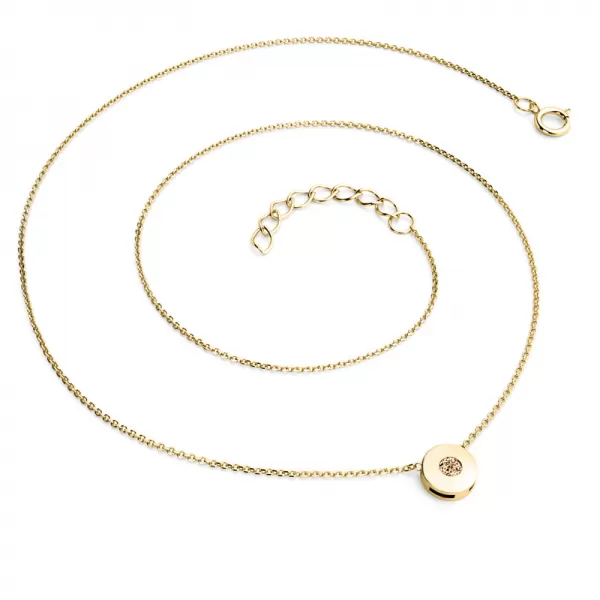 Dámský náhrdelník žluté zlato 585/1000 přírodní diamant 0.055 ct champagne briliantem 10911-NH01-ZL-Champ