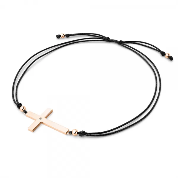 Šňůrkový náramek kříž s diamantem 10947-NRS-CER-CV-DIA