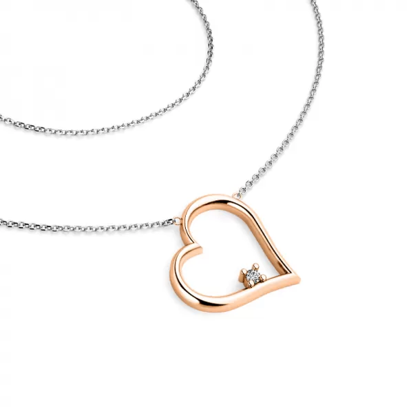 Srdce s briliantem - náhrdelník bílé zlato 10875-NH01-B