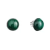 Stříbrné náušnice pecky s pravými minerálními kameny kulaté 11491.3 Malachit