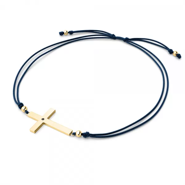 Kabbalah náramek s křížem a černým diamantem 10947-NRS-MOD-ZL-Black