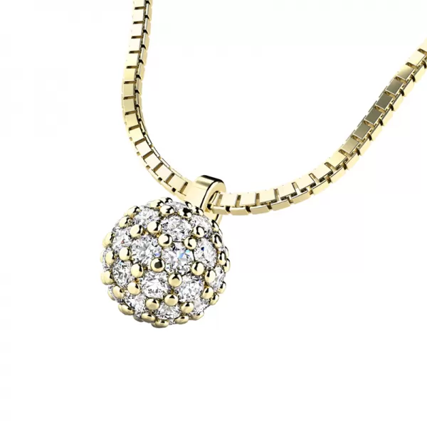 Zlatý náhrdelník s kuličkou posetou diamanty 10971-NH01-ZL