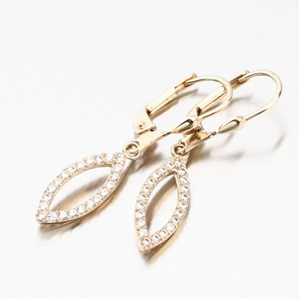 Dámské náušnice žluté zlato 585 zirkon visací 12-705