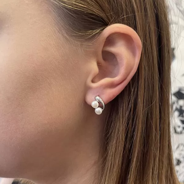 Stříbrné náušnice pecky dvě říční perličky bílé 21087.1B