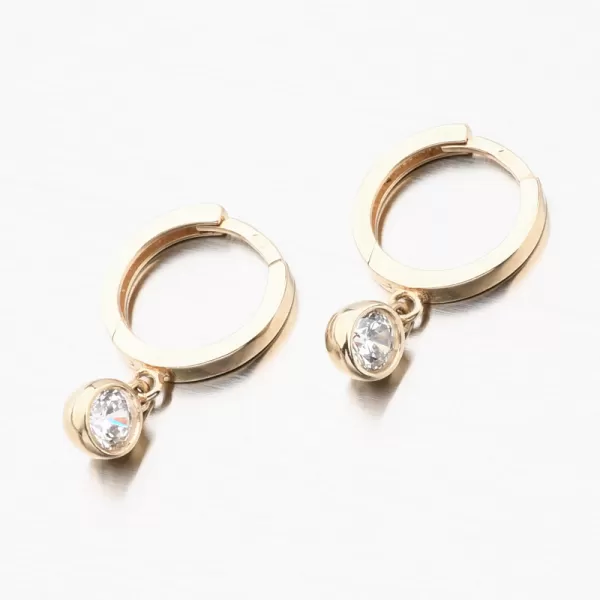 Dámské náušnice žluté zlato 585 zirkon kroužky 12-699