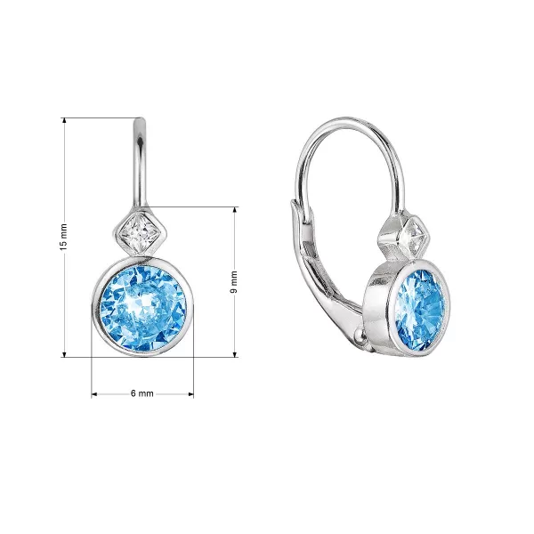 Stříbrné náušnice dětské kulaté se zirkony 11479.3 aqua