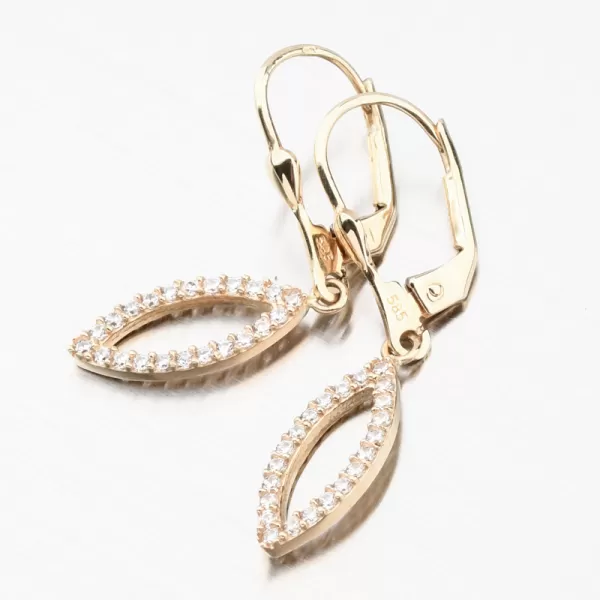 Dámské náušnice žluté zlato 585 zirkon visací 12-705