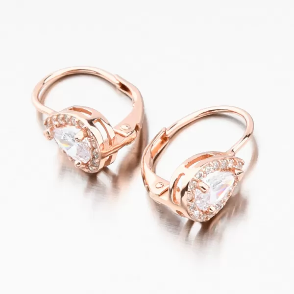 Růžově zlacené náušnice ze stříbra 925 se zirkony UCST-122231