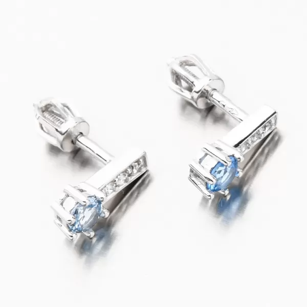 Dámské náušnice bílé zlato 585 zirkon akvamarín a 52GZ-8057-B-AKVA