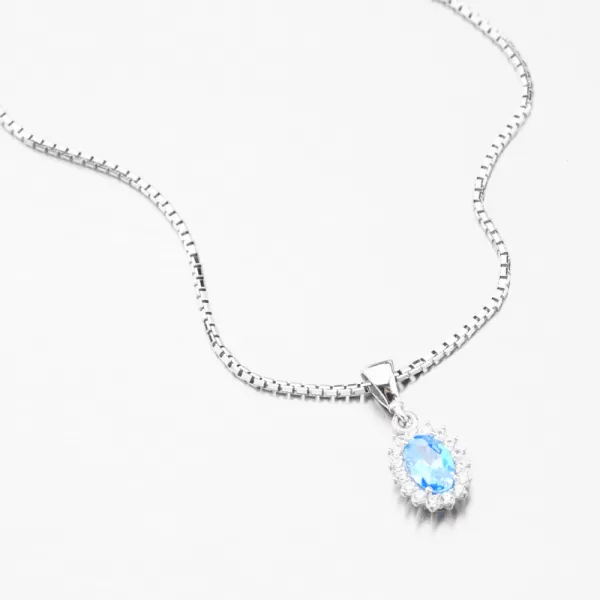 Přívěsek z bílého zlata s akvamarínem a se zirkony 13-406