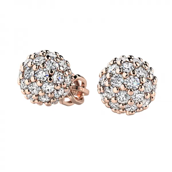 Zlaté náušnice - kuličky s diamanty 10971-NS-CV-DIA