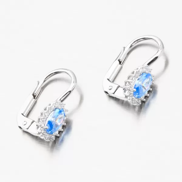 Náušnice s akvamarínem a se zirkony z bílého zlata 12-704