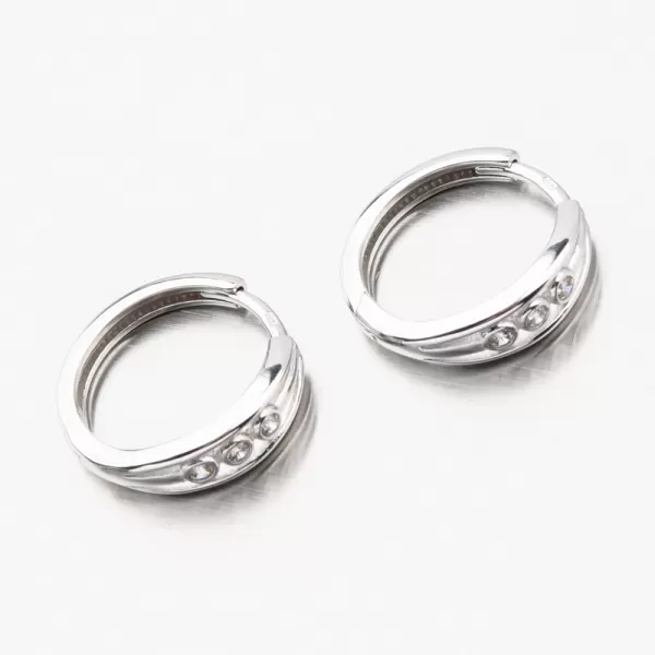 Kroužky se zirkony z bílého zlata 12-708