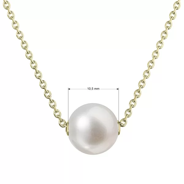 Pozlacený stříbrný náhrdelník s pevnou bílou říční perlou na řetízku 22047.1