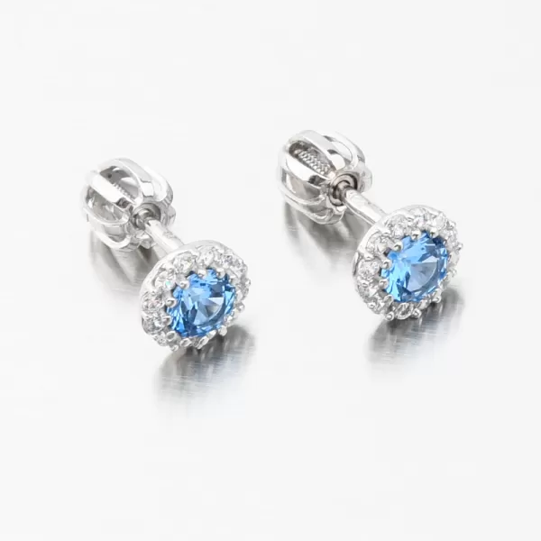 Dámské náušnice s akvamarín a se zirkony bílé zlato 52GZ-2745-B-AKVA