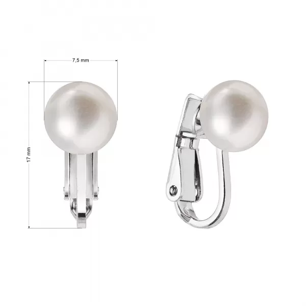 Stříbrné náušnice klipsy s říční perlou 21082.1