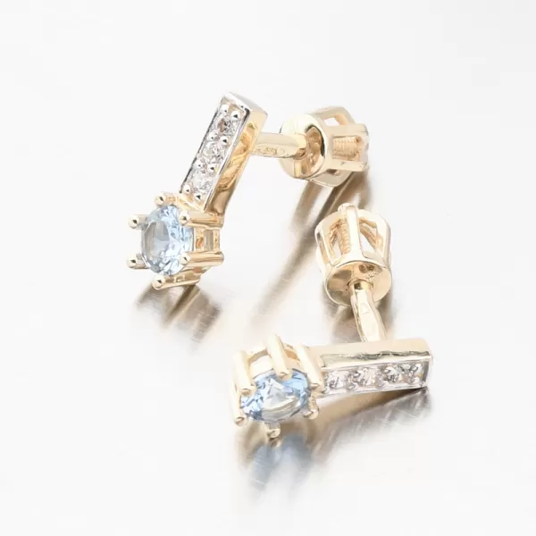 Zlaté náušnice s akvamarínem a se zirkony 52GZ-8057-ZL-AKVA