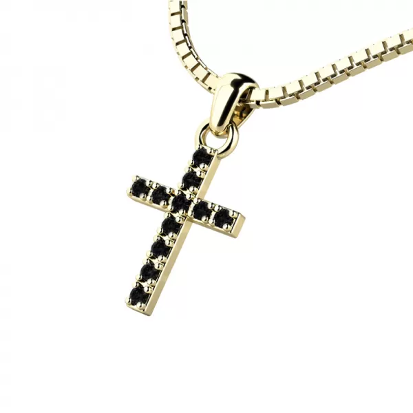 Přívěsek - křížek s černými brilianty 140018-02-ZL-Black-DIA