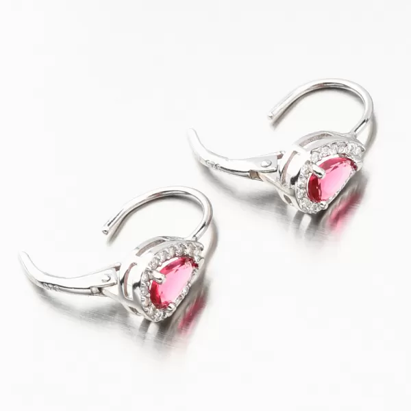 Stříbrné náušnice s rubínem a se zirkony UCST-122227