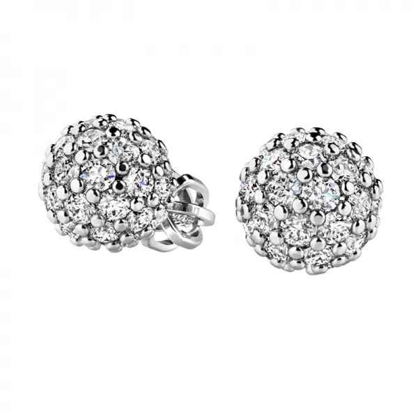 Zlaté náušnice - kuličky s diamanty 10971-NS-B-DIA