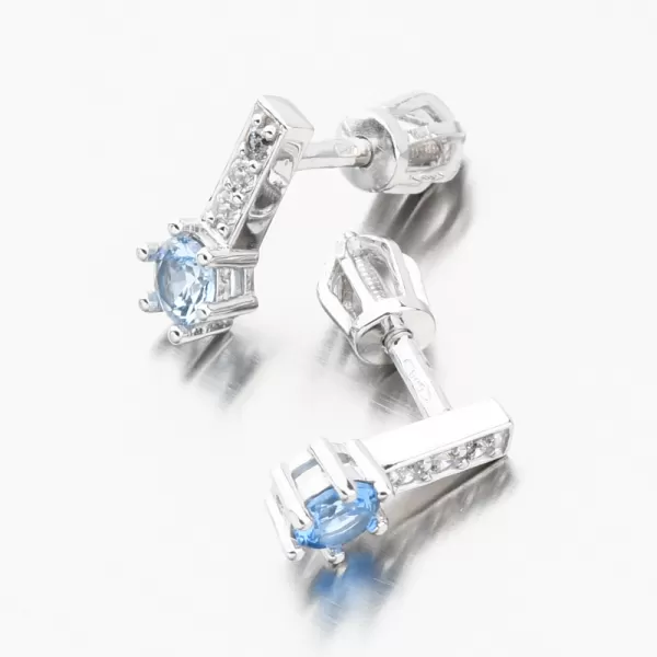 Dámské náušnice bílé zlato 585 zirkon akvamarín a 52GZ-8057-B-AKVA