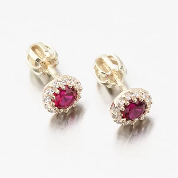 Dámské náušnice žluté zlato 585 s rubín a se zirkony 52GZ-2745-ZL-RUB