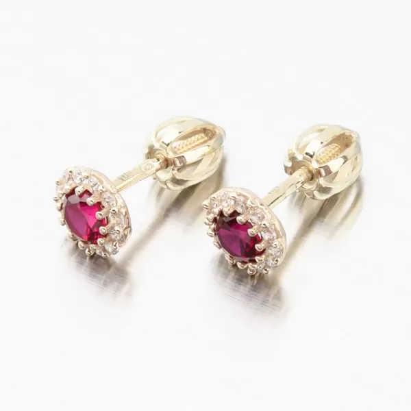 Dámské náušnice žluté zlato 585 s rubín a se zirkony 52GZ-2745-ZL-RUB