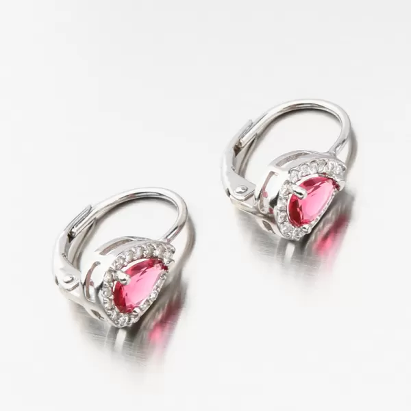 Stříbrné náušnice s rubínem a se zirkony UCST-122227