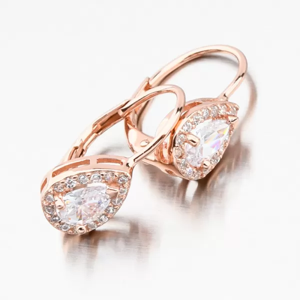 Růžově zlacené náušnice ze stříbra 925 se zirkony UCST-122231