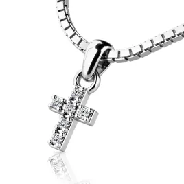 Dámský přívěsek přírodní diamant 0.033 ct G/SI - křížek s brilianty 140027-B-DIA