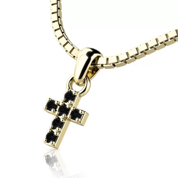Přívěsek - křížek s černými brilianty 140027-ZL-Black-DIA