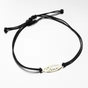 Náramek z černého provázku se zlatým nápisem Love LT14-009-ZL