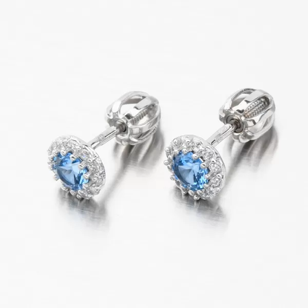 Dámské náušnice s akvamarín a se zirkony bílé zlato 52GZ-2745-B-AKVA