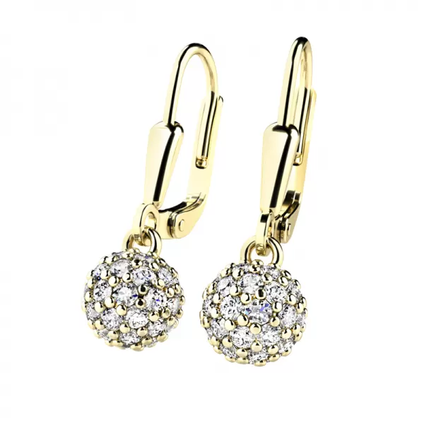 Zlaté visací kuličky s diamanty 10971-KL-ZL-DIA