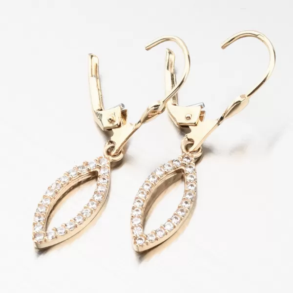 Dámské náušnice žluté zlato 585 zirkon visací 12-705