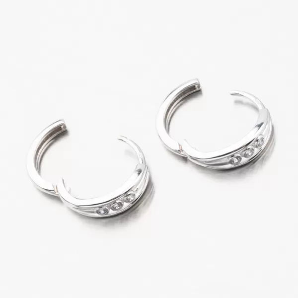 Kroužky se zirkony z bílého zlata 12-708