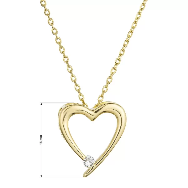 Pozlacený stříbrný náhrdelník srdce s jedním zirkonkem 12053.1