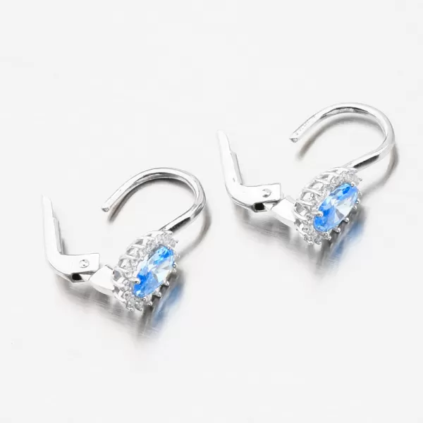 Náušnice s akvamarínem a se zirkony z bílého zlata 12-704