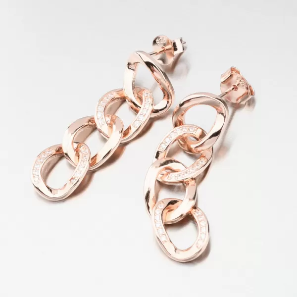 Růžově zlacené stříbrné náušnice se zirkony UPST-122844-CV