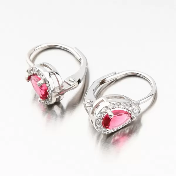 Stříbrné náušnice s rubínem a se zirkony UCST-122227