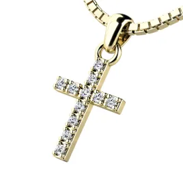 Dámský přívěsek žluté zlato 585/1000 přírodní diamant 0.060 ct G/SI - křížek s brilianty 140018-02-ZL-DIA