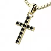 Přívěsek - křížek s černými brilianty 140018-02-ZL-Black-DIA
